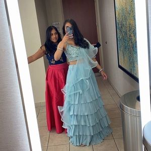 Blue Ruffle Lehenga